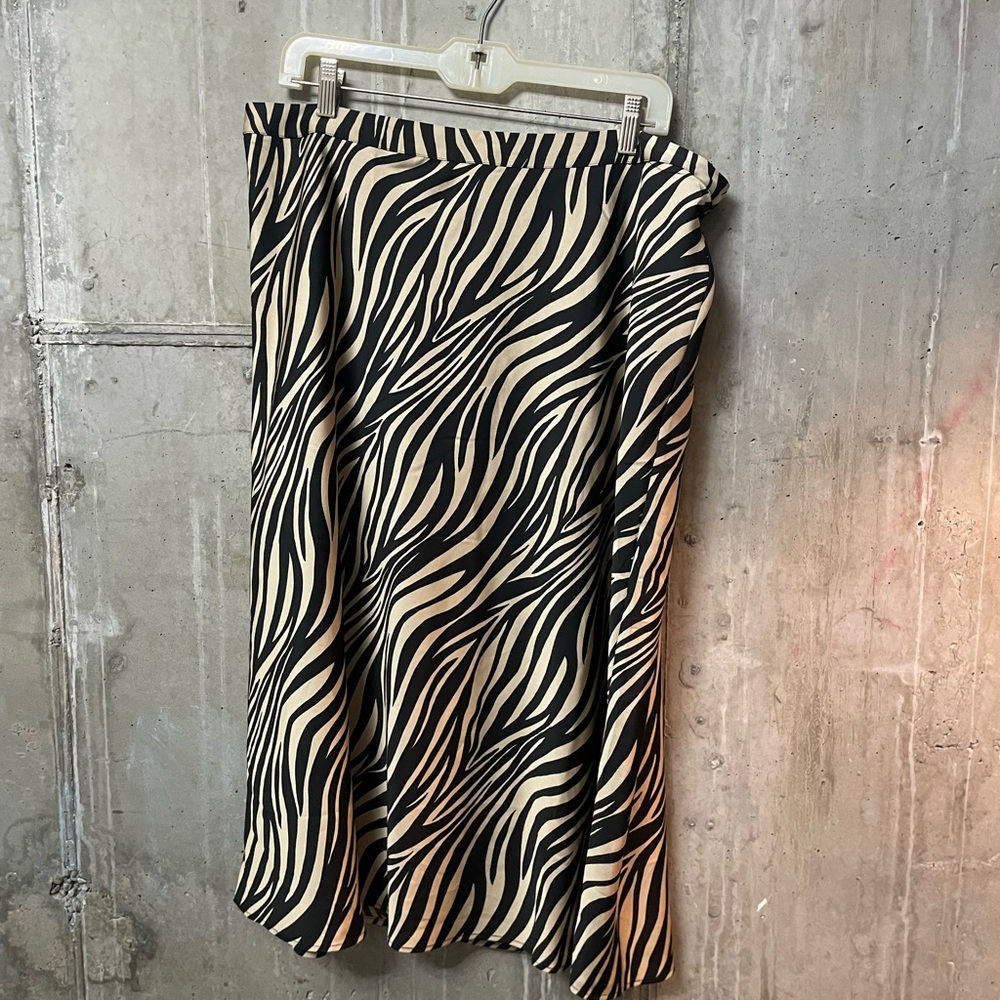 J Crew silky Zebra Midi Skirt XL